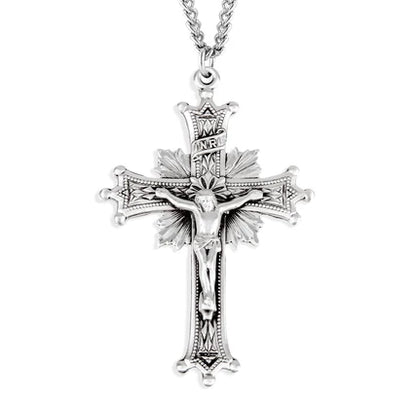 Sterling Crucifix, 2-1/4", 24" Stainless Steel Curb Chain, # 96872