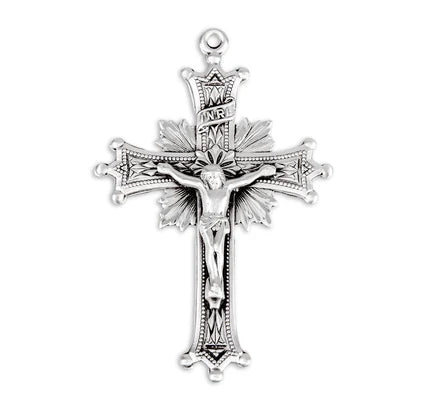 Sterling Crucifix, 2-1/4", 24" Stainless Steel Curb Chain, # 96872