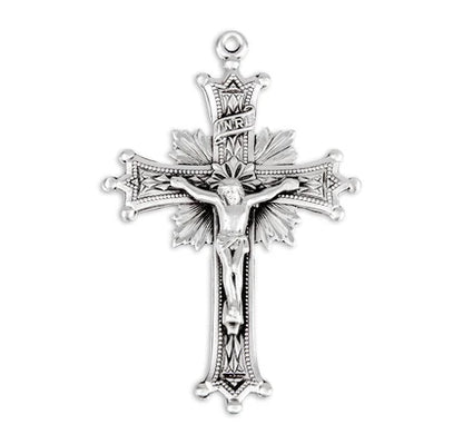 Sterling Crucifix, 2-1/4", 24" Stainless Steel Curb Chain, # 96872