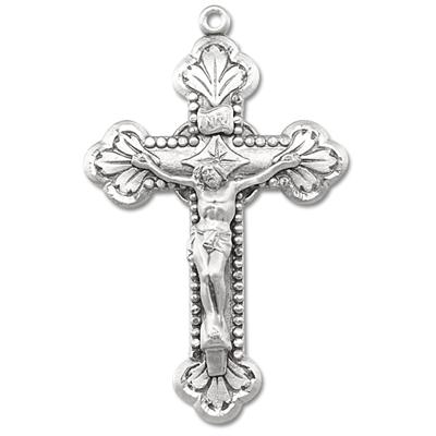 Sterling Crucifix, 1-15/16", Your Choice of Chain, # 96867