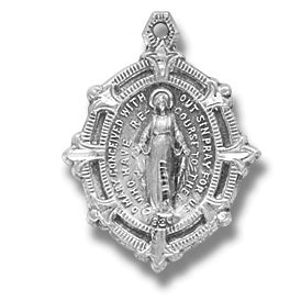 Sterling Miraculous Medal, 13/16", Your choice of chain, # 97010