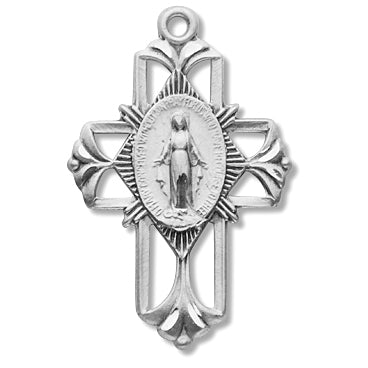 Sterling Miraculous Medal, 1-1/8", Your choice of chain, # 27076