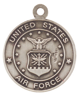 ST. MICHAEL / AIR FORCE STERLING MEDAL, 13/16", YOUR CHOICE OF CHAIN, # 29490