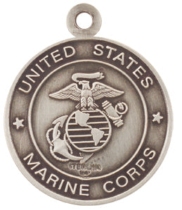 ST. MICHAEL / MARINE CORPS STERLING MEDAL, 13/16", YOUR CHOICE OF CHAIN, # 29481
