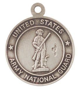ST. MICHAEL / ARMY NAT'L GUARD STERLING MEDAL, 13/16", YOUR CHOICE OF CHAIN, # 29446