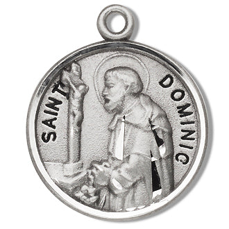 3/4" Round Sterling Medal, Your Choice of Chain, St. Dominic, #96780