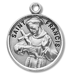 3/4" Round Sterling Medal, Your Choice of Chain, St. Francis, #27207