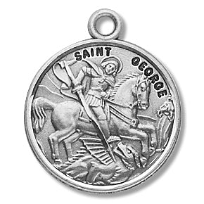 3/4" Round Sterling Medal, Your Choice of Chain, St. George, #96783
