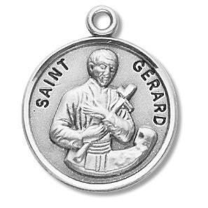 3/4" Round Sterling Medal, Your Choice of Chain, St. Gerard, #27260