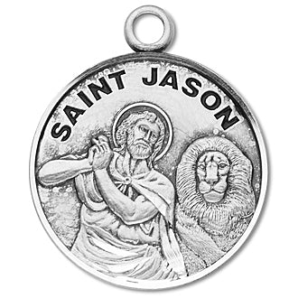 3/4" Round Sterling Medal, Your Choice of Chain, St. Jason, #27217