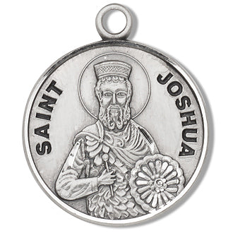 3/4" Round Sterling Medal, Your Choice of Chain, St. Joshua, #27108