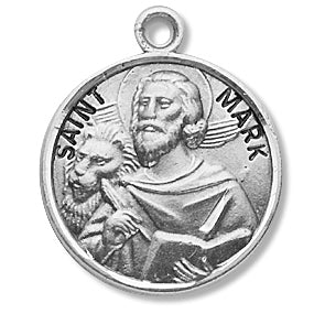 3/4" Round Sterling Medal, Your Choice of Chain, St. Mark, #27236