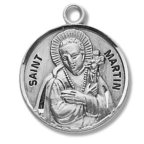 3/4" Round Sterling Medal, Your Choice of Chain, St. Martin, #96790