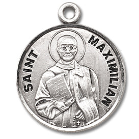 3/4" Round Sterling Medal, Your Choice of Chain, St. Maximillian, #96791