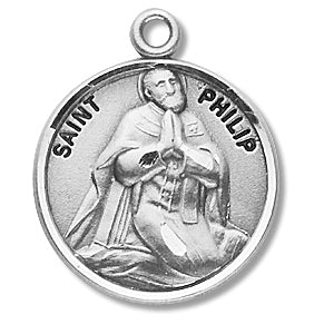 3/4" Round Sterling Medal, Your Choice of Chain, St. Philip, #96795