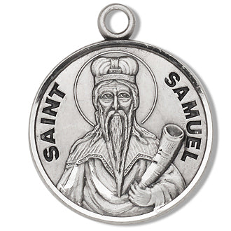 3/4" Round Sterling Medal, Your Choice of Chain, St. Samuel, #96800