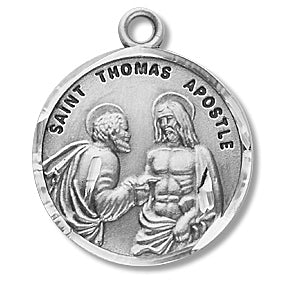 3/4" Round Sterling Medal, Your Choice of Chain, St. Thomas Apostle, #96802