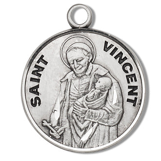 3/4" Round Sterling Medal, Your Choice of Chain, St. Vincent, #96805