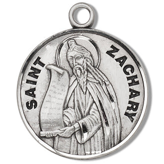 3/4" Round Sterling Medal, Your Choice of Chain, St. Zachary, #96807