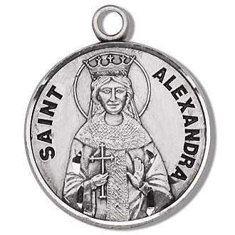 3/4" Round Sterling Medal, Your Choice of Chain, St. Alexandra, #96808