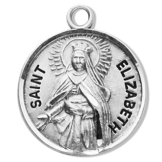 3/4" Round Sterling Medal, Your Choice of Chain, St. Elizabeth, #27165