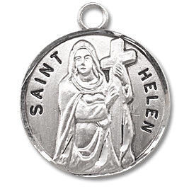 3/4" Round Sterling Medal, Your Choice of Chain, St. Helen, #27124