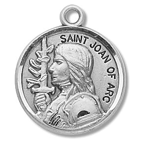 3/4" Round Sterling Medal, Your Choice of Chain, St. Joan of Arc, #29388
