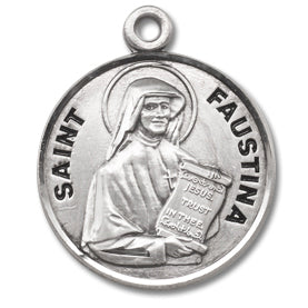 3/4" Round Sterling Medal, Your Choice of Chain, St. Faustina, #96826