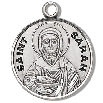 3/4" Round Sterling Medal, Your Choice of Chain, St. Sarah, #96832