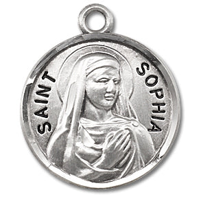 3/4" Round Sterling Medal, Your Choice of Chain, St. Sophia, #27304