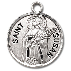 3/4" Round Sterling Medal, Your Choice of Chain, St. Susan, #27197