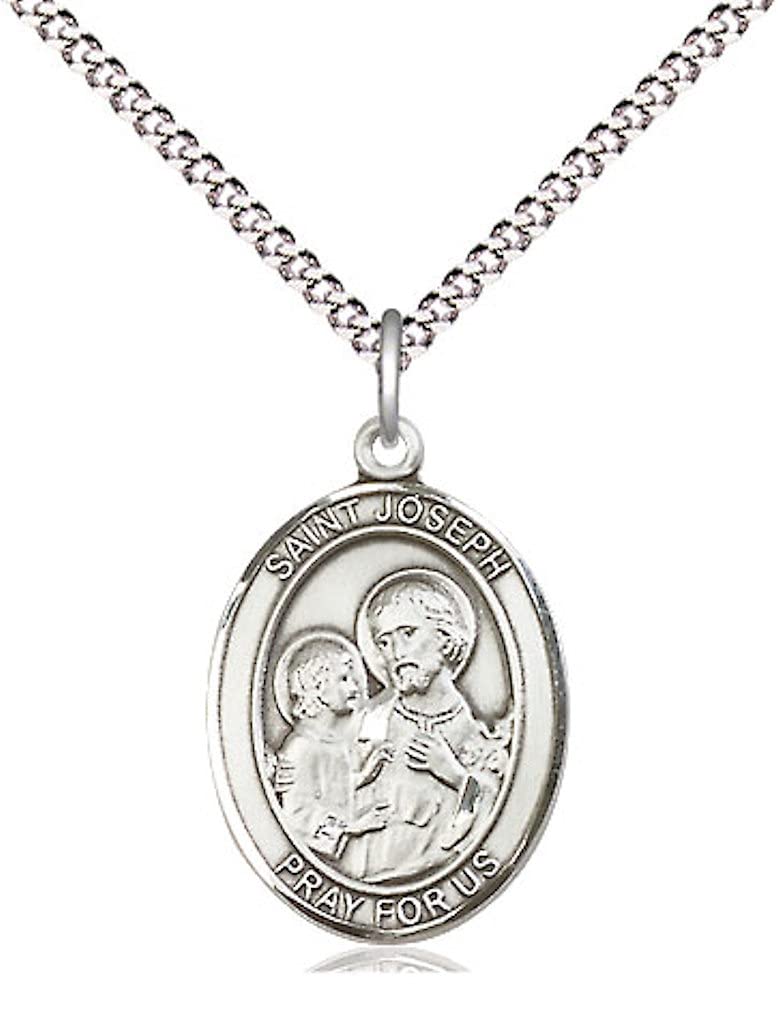 St. Joseph Medal in Fine Pewter, 3/4" tall, Your Choice of Chain # 17095