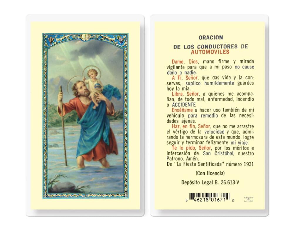SAN CRISTOBAL DE CONDUCTORES Spanish Laminated Holy Cards, 25-Count Value Pack, # 18250