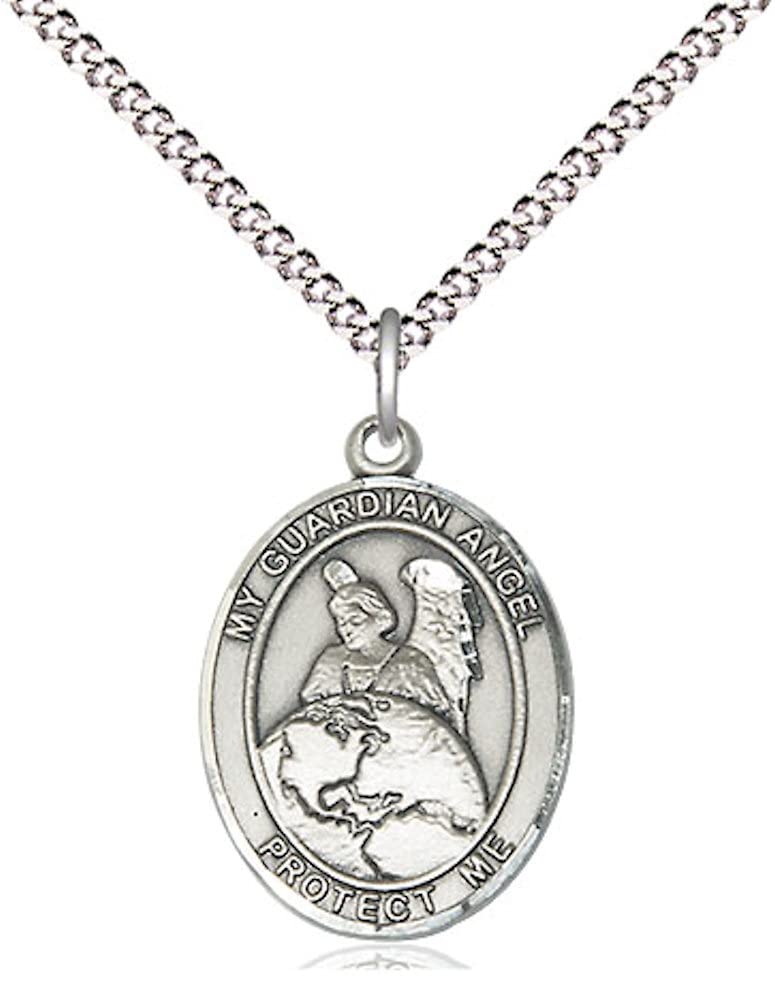 Guardian Angel Protector Medal in Fine Pewter, 3/4" tall, Your Choice of Chain, # 5703