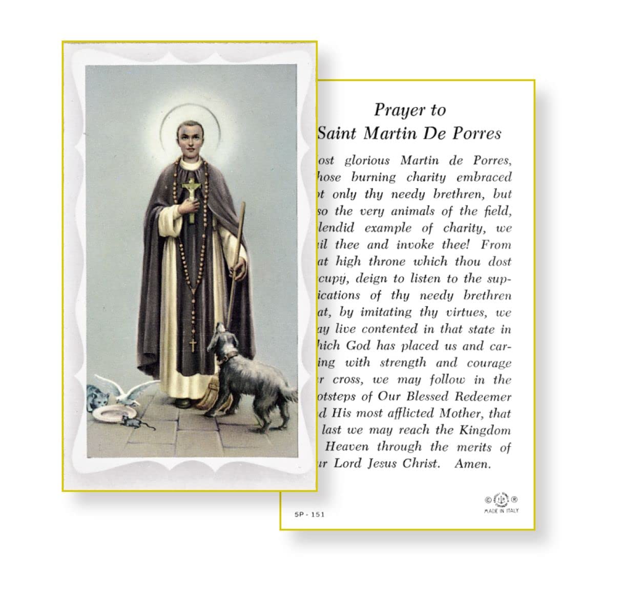 SAINT MARTIN DE PORRES Paper Holy Cards, 2"x4", 100-pack, # 5872