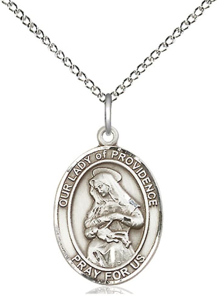 Our Lady of Providence Medal in Fine Pewter, 3/4" tall, Your Choice of Chain, # 5654
