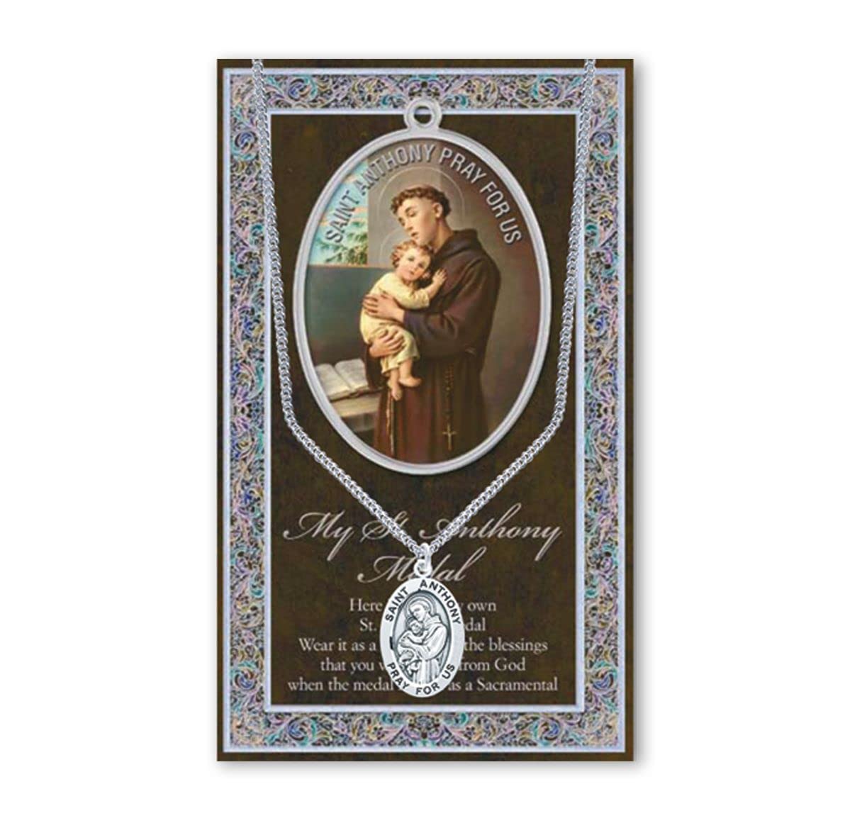 15/16" Pewter Medal with Folding Prayer Card, St. Anthony, # 93115