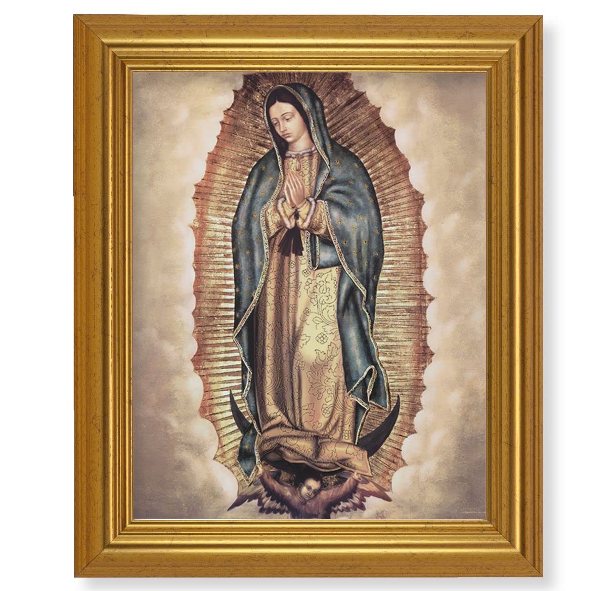 Our Lady of Guadalupe Picture, 10"x12" Gold-Leaf Finished Classic Frame, Italian Print on Artboard # 27390