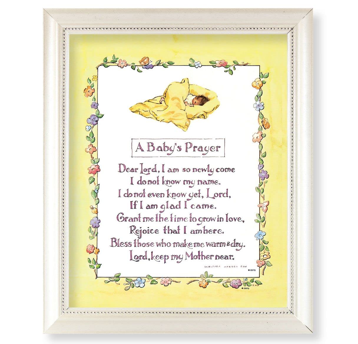 A Baby's Prayer Picture, Pearlized White 9-1/2"x11-1/2 Frame, Beaded Lip, Under Glass # 28104