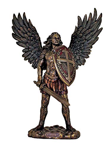 13.5" St. Michael Cold Cast Bronze Statue, Very Dynamic, # 1359