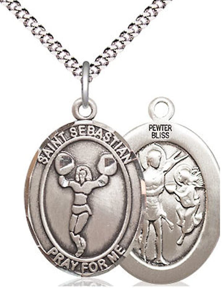Cheerleading / St. Sebastian Medal in Fine Pewter, 3/4", Your Choice of Chain # 17436