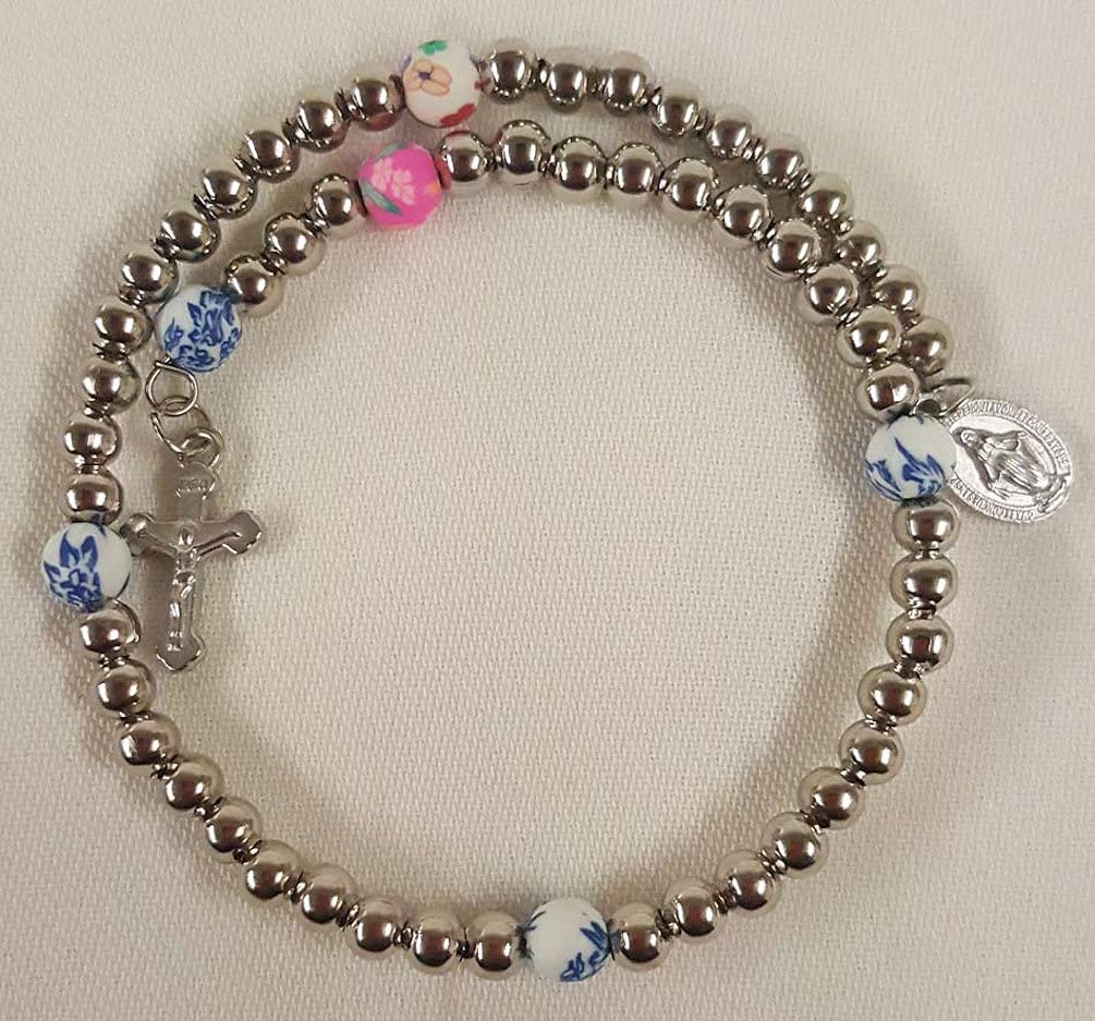 Colorful Miraculous Medal Rosary Wrap Bracelet, 12-Count Value Pack, # 49