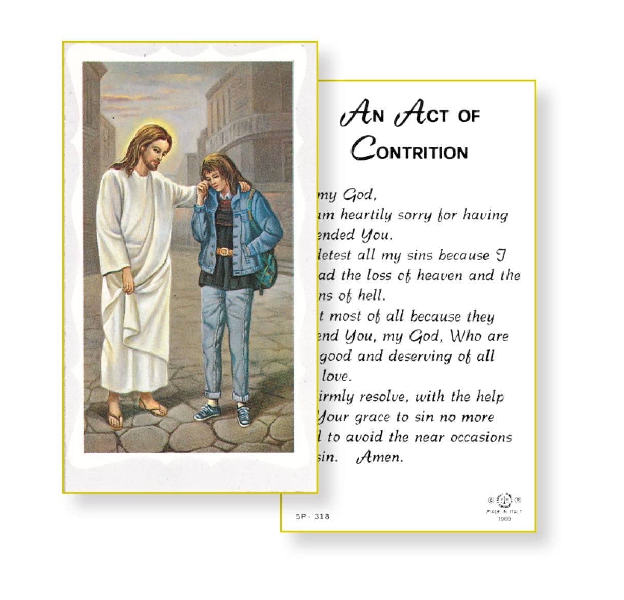GIRL'S ACT OF CONTRITION Paper Holy Cards, 2"x4", 100-pack, # 5892
