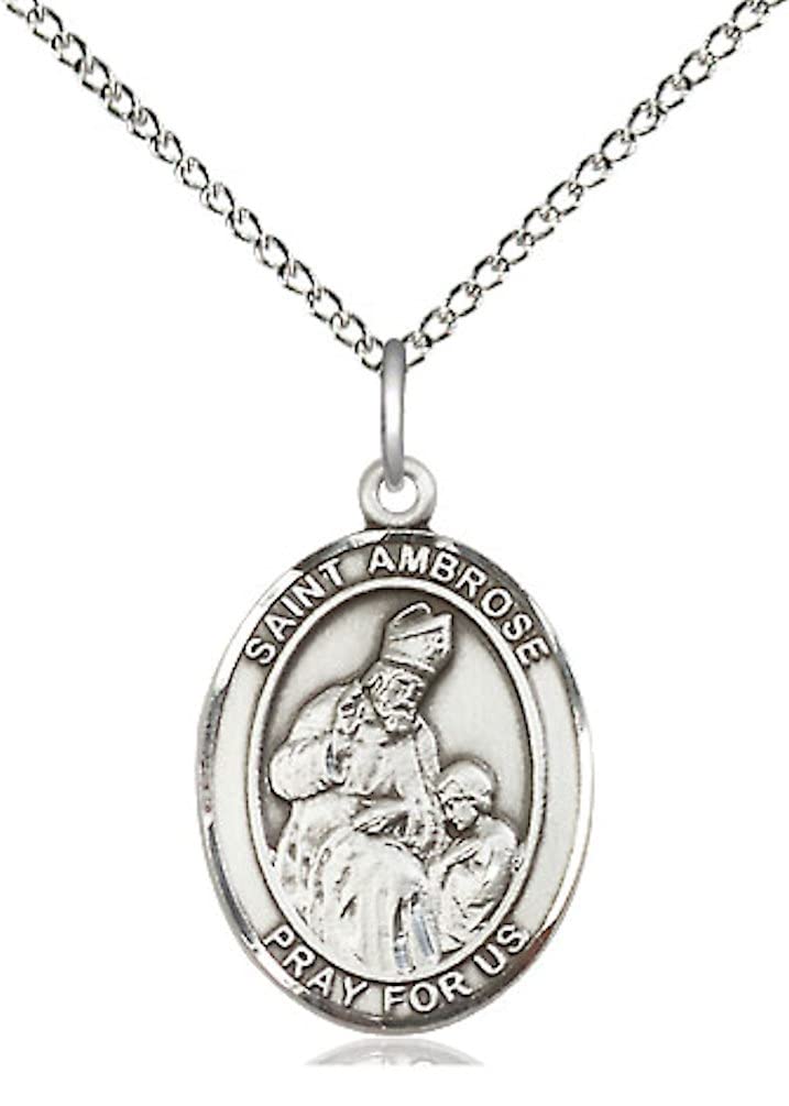 St. Ambrose Medal in Fine Pewter, 3/4" tall, Your Choice of Chain, # 5740