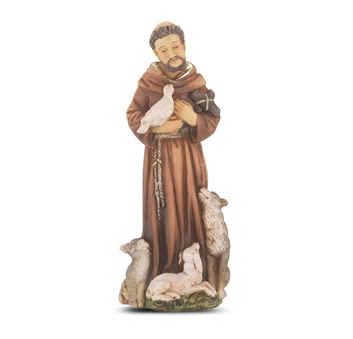 4" Full Color Resin Statue, St. Francis of Assisi, # 65372