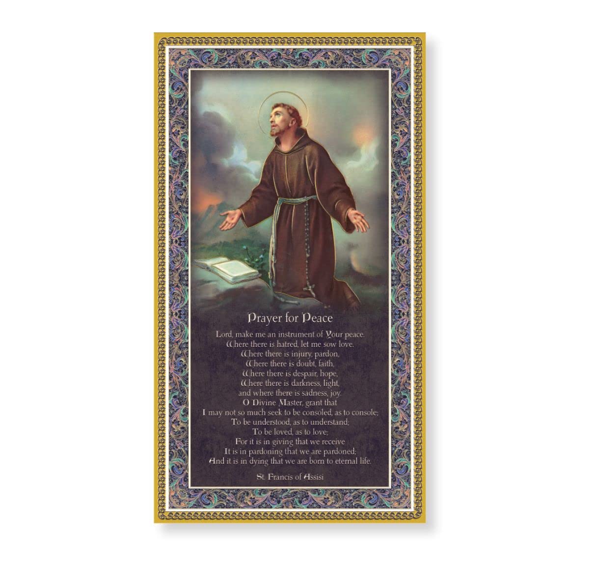 Gold Foil Stamped Italian Image, 5" x 9" Plaque, St. Francis of Assisi, # 30804