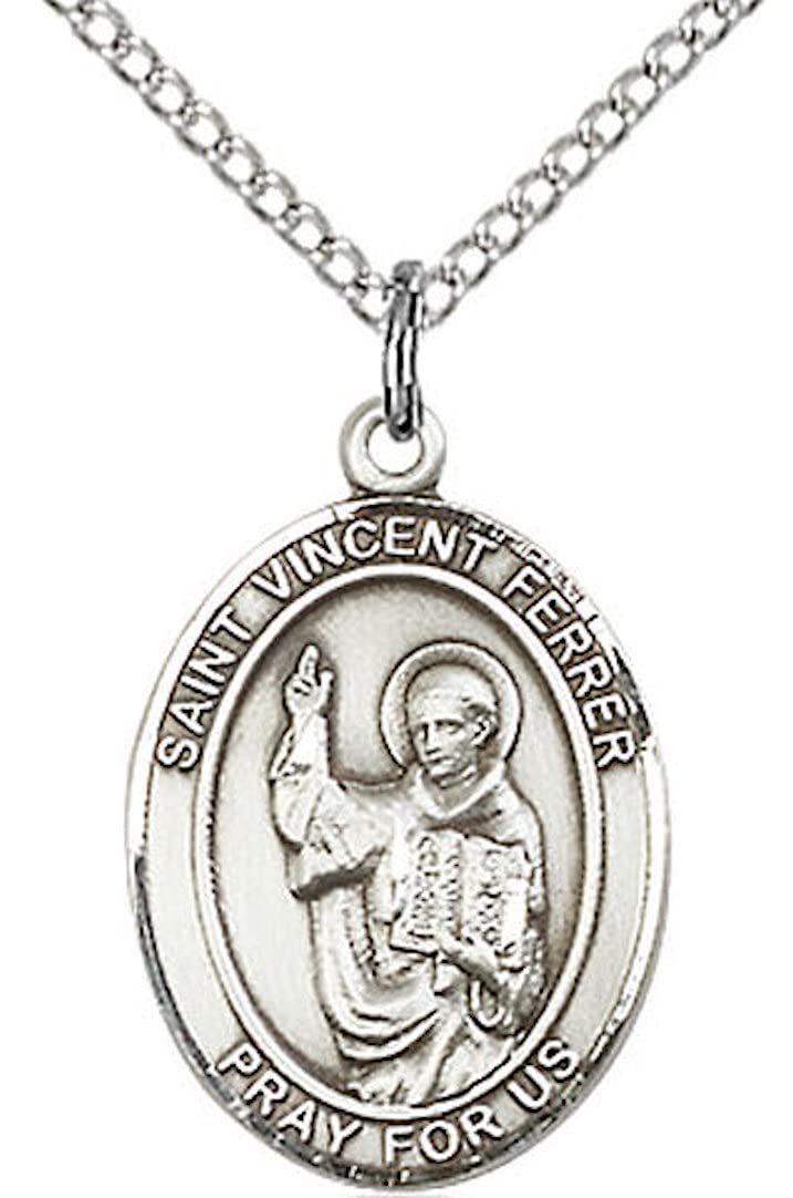St. Vincent Ferrer Medal in Fine Pewter, 3/4" tall, Your Choice of Chain # 17266