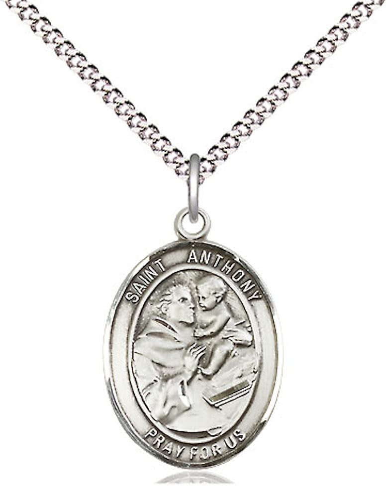 St. Anthony of Padua Medal in Fine Pewter, 3/4" tall, Your Choice of Chain # 16958