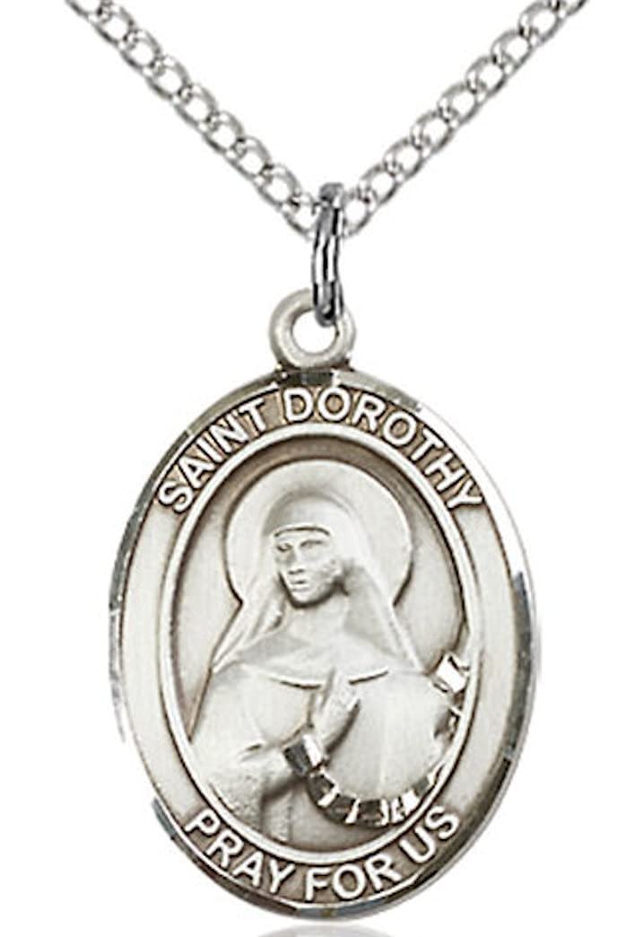 St. Dorothy Medal in Fine Pewter, 3/4" tall, Your Choice of Chain # 17012