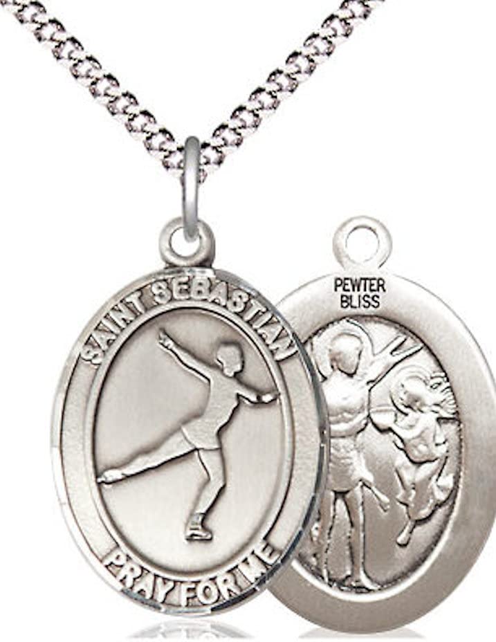Figure Skating / St. Sebastian Medal in Fine Pewter, 3/4", Your Choice of Chain # 17439